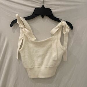 PacSun Lottie Moss cream bow Sweater Sz small